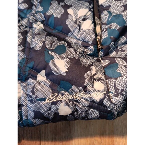 Eddie Bauer Vest‎ Womens M Premium Goose Down Puffer Blue Floral Insulated Quilt - Picture 2 of 10